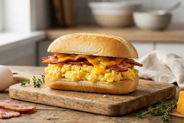 2 Eggs on a Roll with Cheese and Special Meat