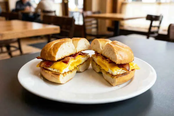 2 Eggs on a Roll with Cheese and Meat